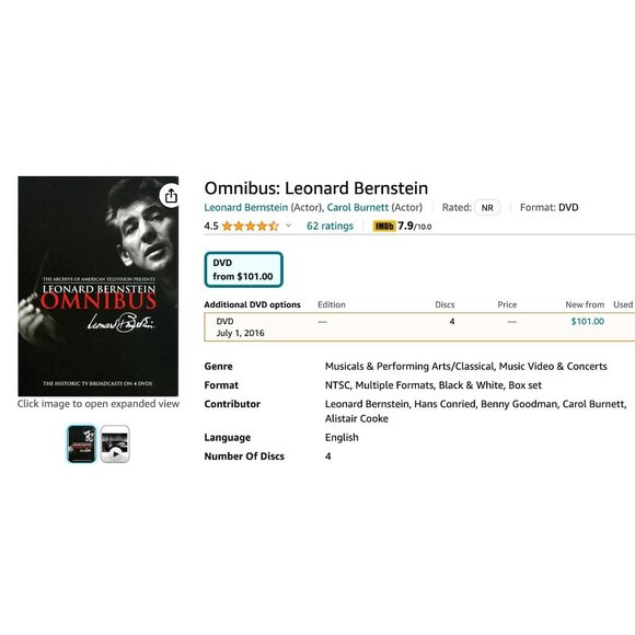 Leonard Bernstein OMNIBUS - the Historic TV Broadcasts on 4 DVD’s - Picture 4 of 4